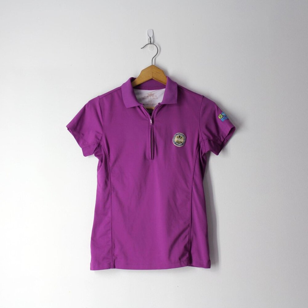 Peter Millar PGA logo women's XS stretch Golf polo active shirt top purple